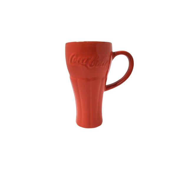 vintage 1999 coca- cola gibson stoneware travel cup in coral 12 oz - Picture 1 of 3